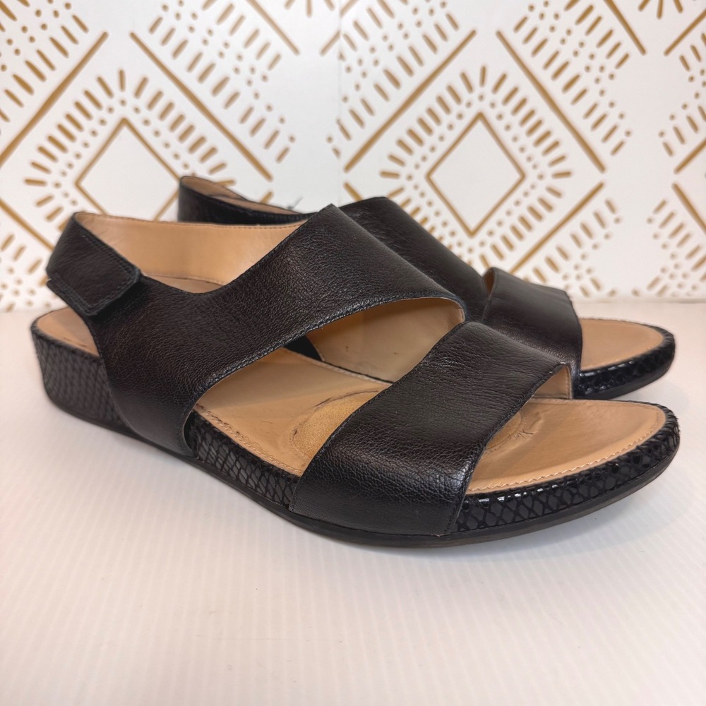 Naturalizer Yessica Black Leather‎ Slingback Wedge Sandals US 10M Summer Comfort